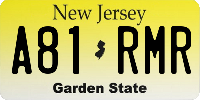 NJ license plate A81RMR