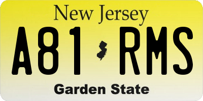 NJ license plate A81RMS