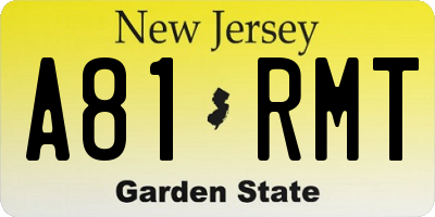 NJ license plate A81RMT