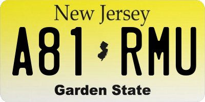 NJ license plate A81RMU