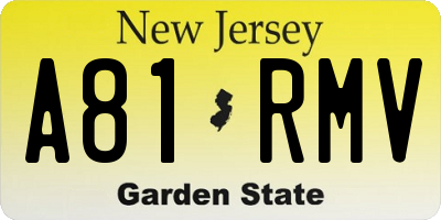 NJ license plate A81RMV