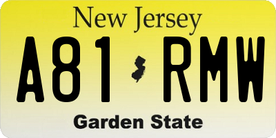 NJ license plate A81RMW