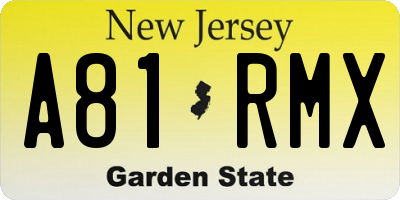 NJ license plate A81RMX