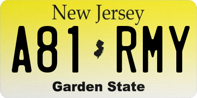 NJ license plate A81RMY