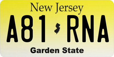 NJ license plate A81RNA