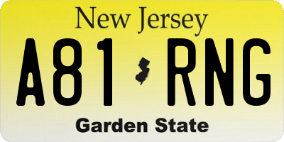 NJ license plate A81RNG