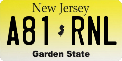 NJ license plate A81RNL