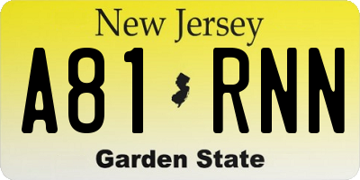 NJ license plate A81RNN