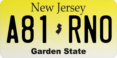 NJ license plate A81RNO