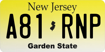 NJ license plate A81RNP