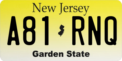 NJ license plate A81RNQ
