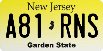 NJ license plate A81RNS