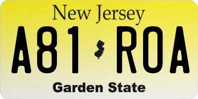 NJ license plate A81ROA