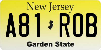 NJ license plate A81ROB