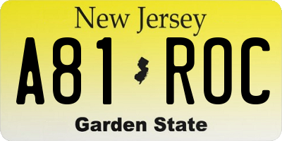 NJ license plate A81ROC