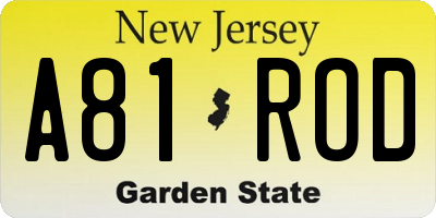 NJ license plate A81ROD