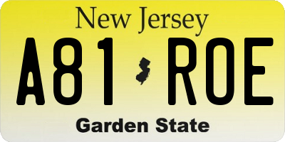 NJ license plate A81ROE
