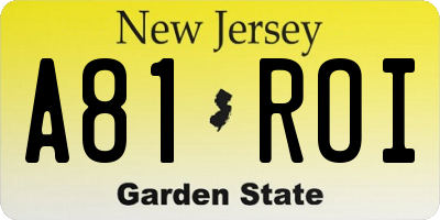 NJ license plate A81ROI