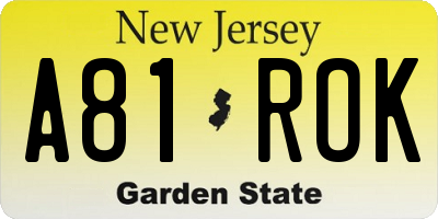 NJ license plate A81ROK