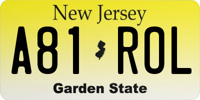 NJ license plate A81ROL