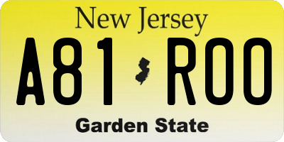 NJ license plate A81ROO
