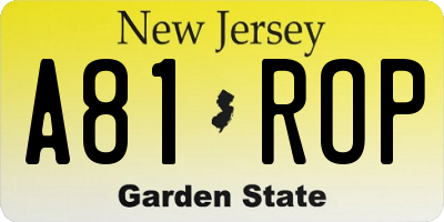 NJ license plate A81ROP