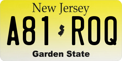 NJ license plate A81ROQ