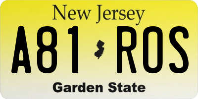 NJ license plate A81ROS