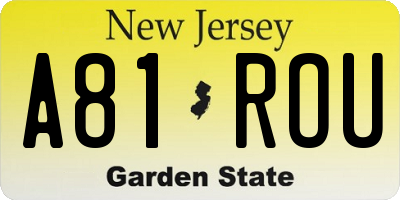 NJ license plate A81ROU