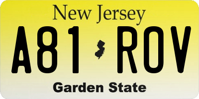 NJ license plate A81ROV