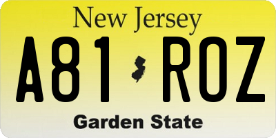 NJ license plate A81ROZ