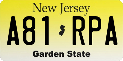 NJ license plate A81RPA