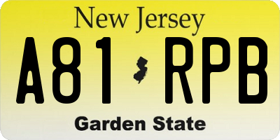 NJ license plate A81RPB
