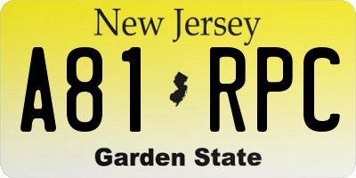 NJ license plate A81RPC