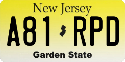 NJ license plate A81RPD