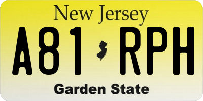 NJ license plate A81RPH