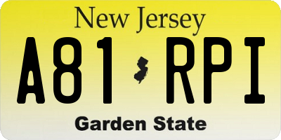 NJ license plate A81RPI