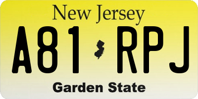 NJ license plate A81RPJ