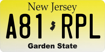 NJ license plate A81RPL