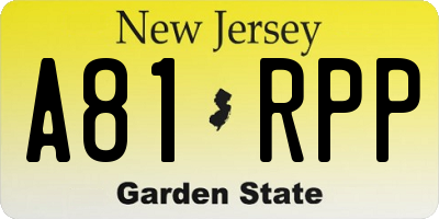 NJ license plate A81RPP