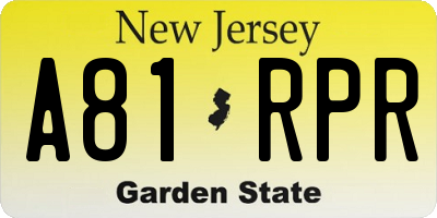 NJ license plate A81RPR
