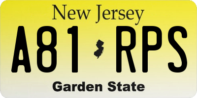 NJ license plate A81RPS