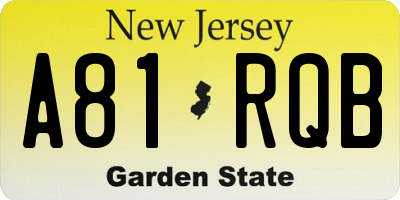 NJ license plate A81RQB