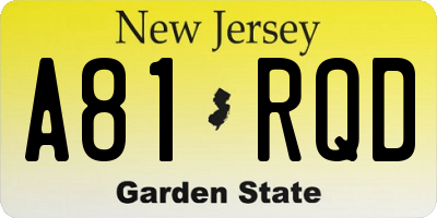 NJ license plate A81RQD