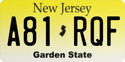 NJ license plate A81RQF