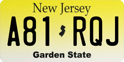 NJ license plate A81RQJ