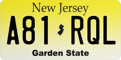 NJ license plate A81RQL