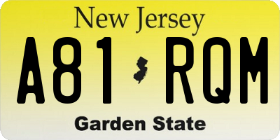 NJ license plate A81RQM