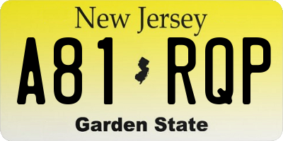 NJ license plate A81RQP