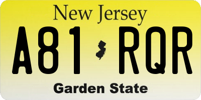 NJ license plate A81RQR